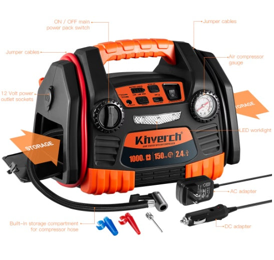 Battery Jumper Starter Portable With Air Compressor