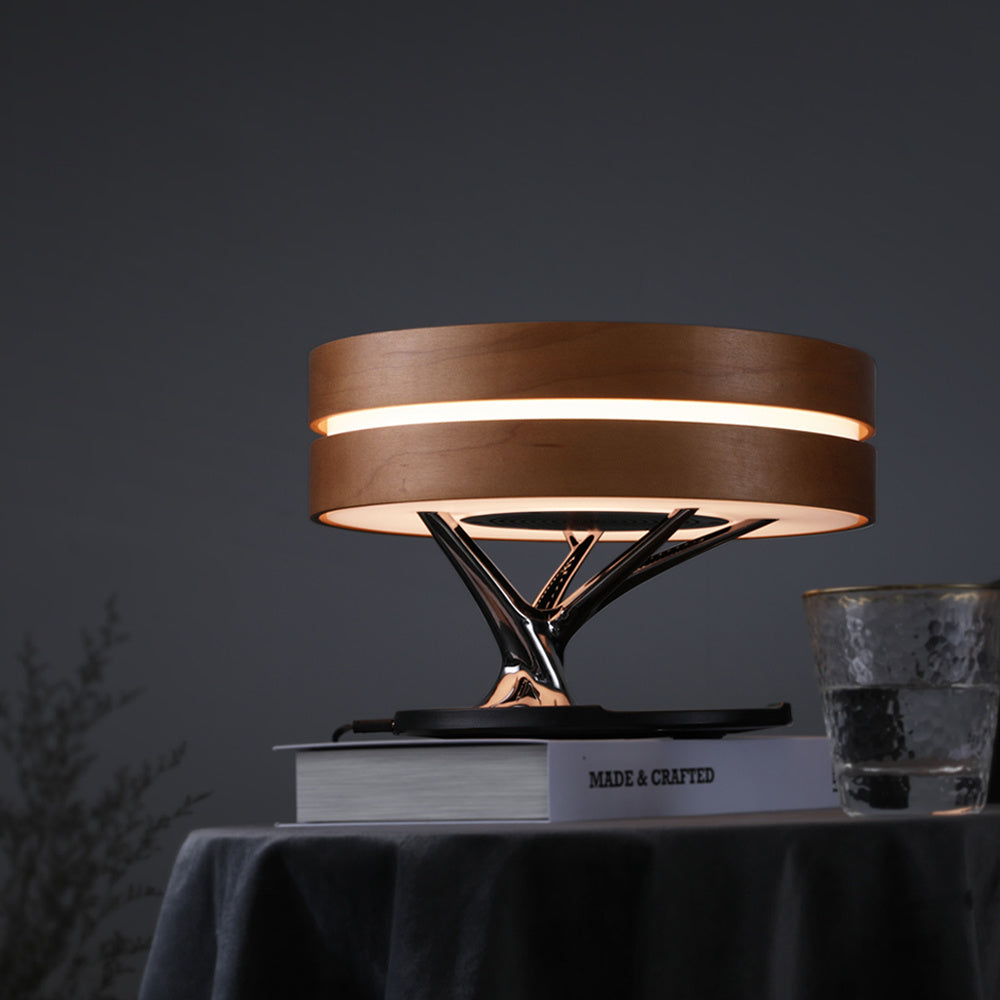 Smart LED Bedside Lamp Bluetooth Speaker with Wireless Charging and WiFi Connectivity