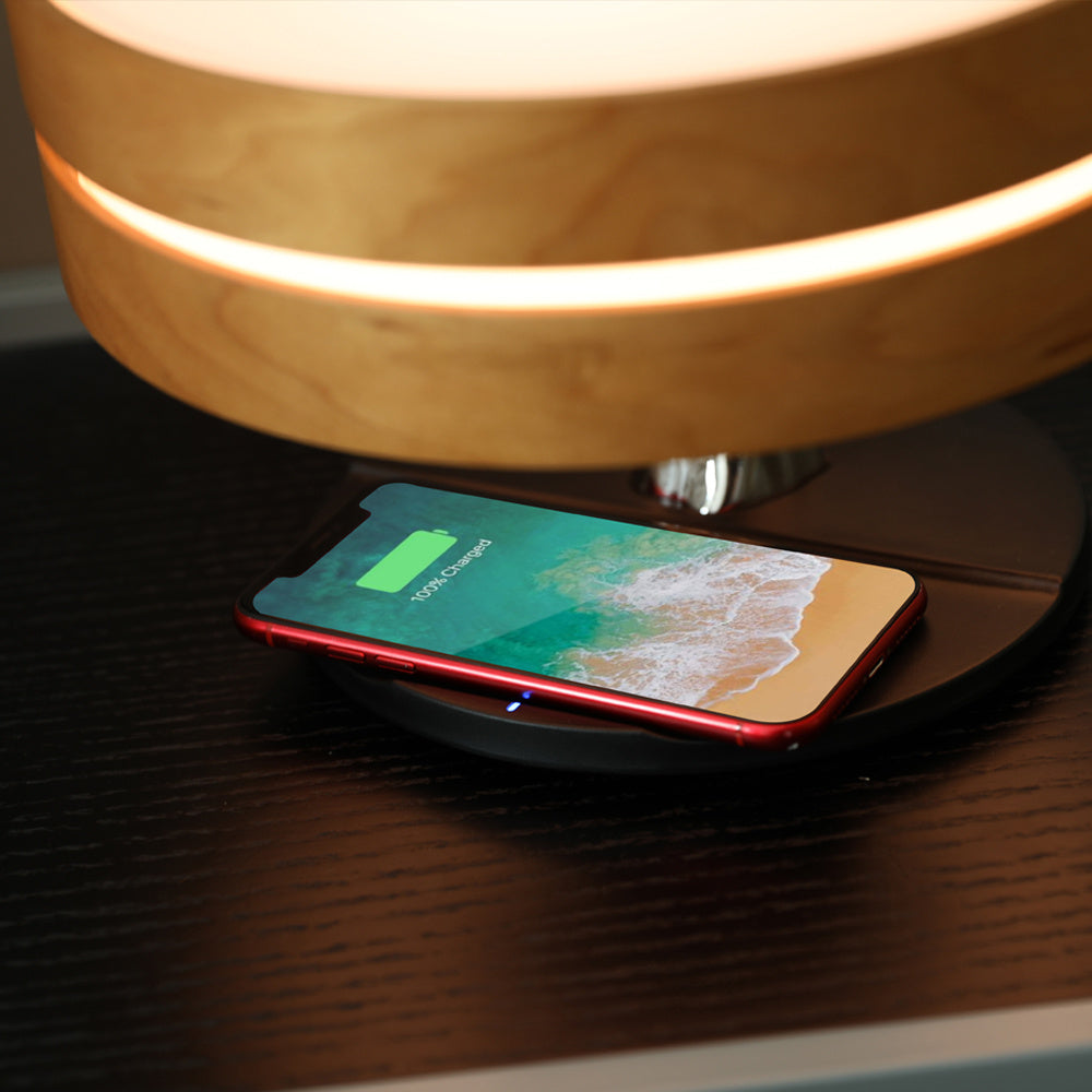 Smart LED Bedside Lamp Bluetooth Speaker with Wireless Charging and WiFi Connectivity