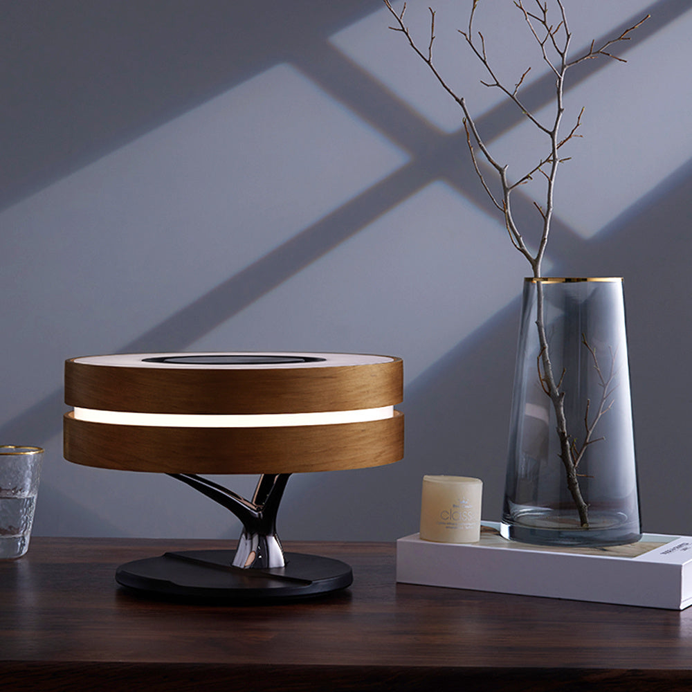 Smart LED Bedside Lamp Bluetooth Speaker with Wireless Charging and WiFi Connectivity