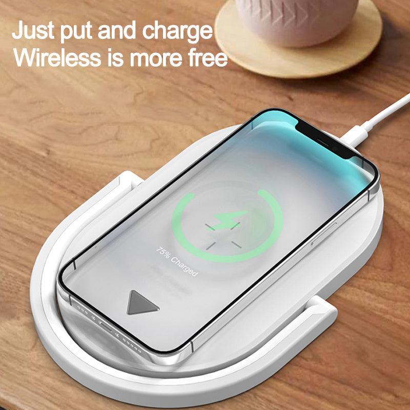 Multifunctional 15W Fast Charging Foldable Wireless Charger with Adjustable LED Night Light and Mobile Stand